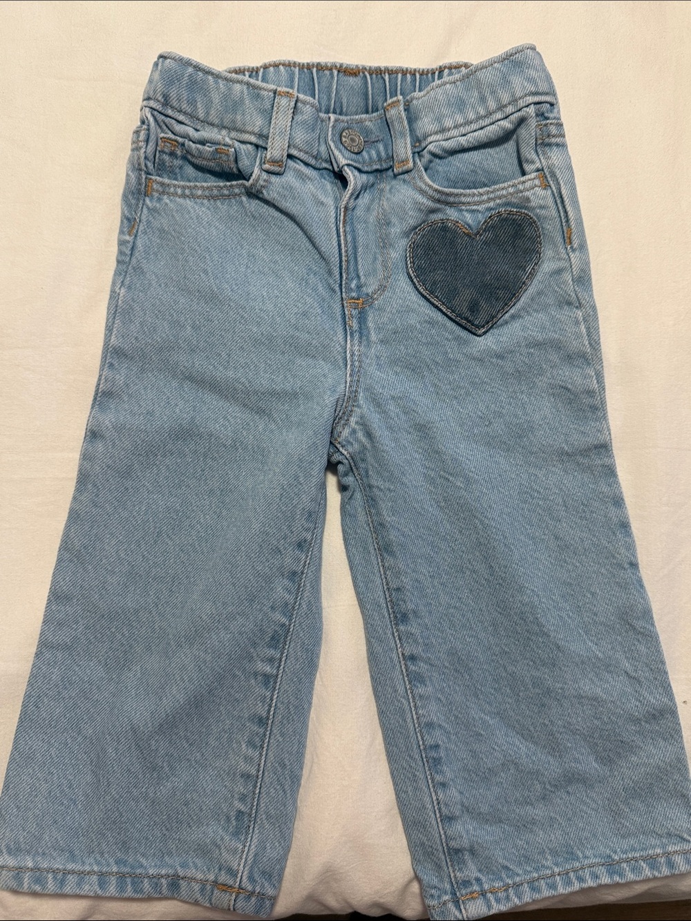 GAP Light Blue Wide Leg Jeans with Dark Heart Patch
